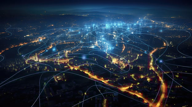 interconnected blue network photo