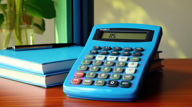 desk blue calculator photo