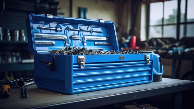shiny blue tool box photo