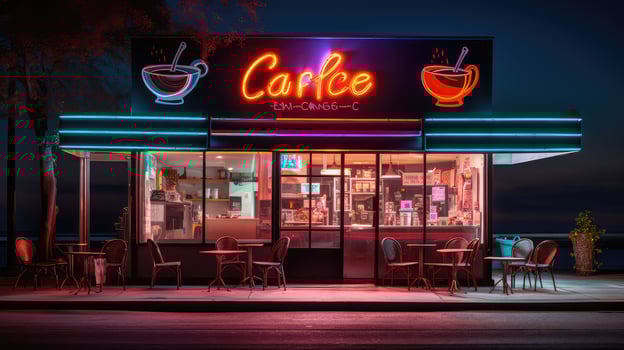 vibrant coffee shop sign photo