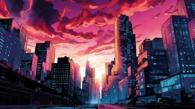skyscrapers comic book style photo
