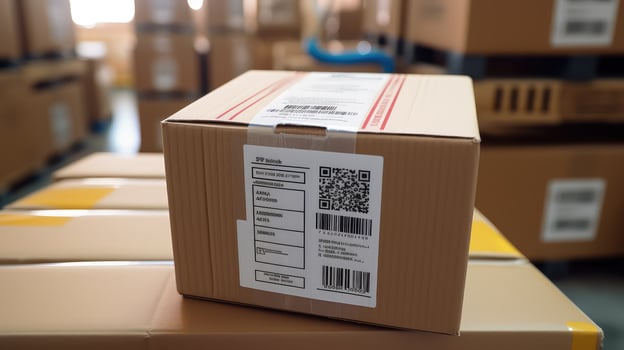 delivery box with shipping label photo