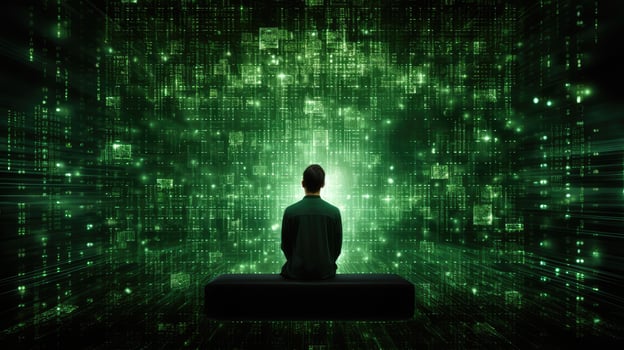 screen green matrix code photo