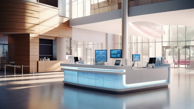 modern hospital reception desk photo