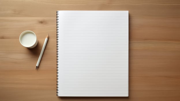 modern desk with notepad photo
