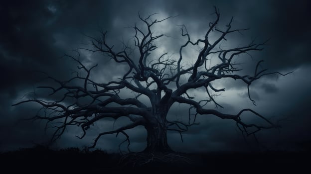 haunting creepy tree silhouette photo