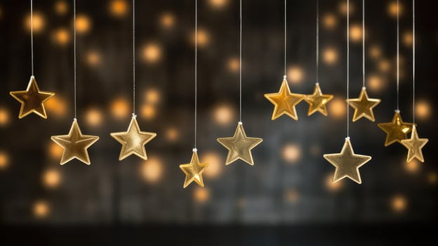 suspended transparent gold star photo