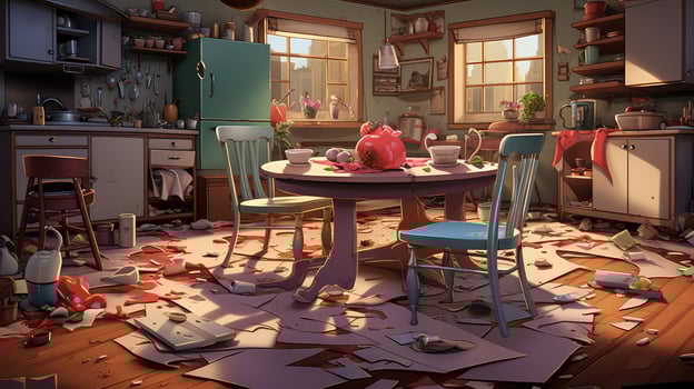 spilled cartoon kitchen table photo