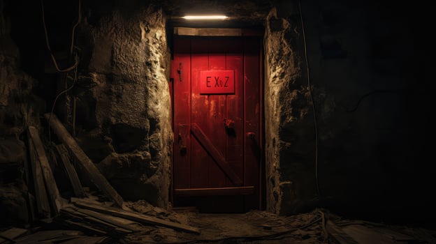 sign exiting door photo