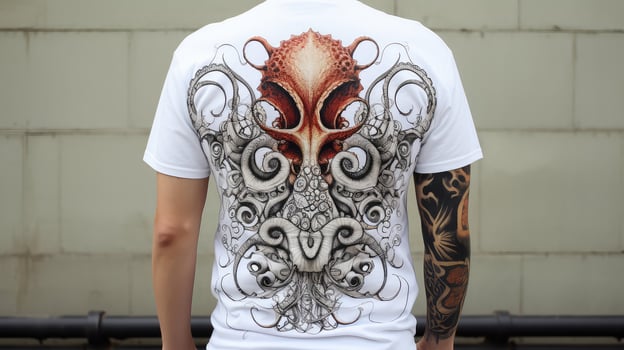 pain back of white t shirt photo