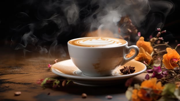 floral cappuccino coffee cup photo