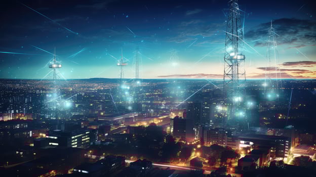 towers technology skyline photo
