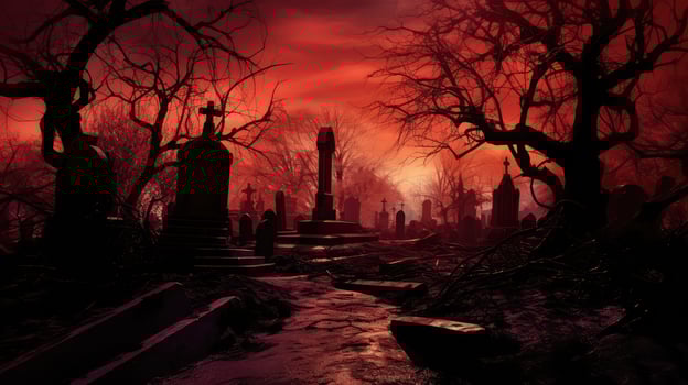 graveyard red spooky background photo