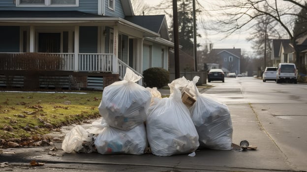 disposal white trash bag photo