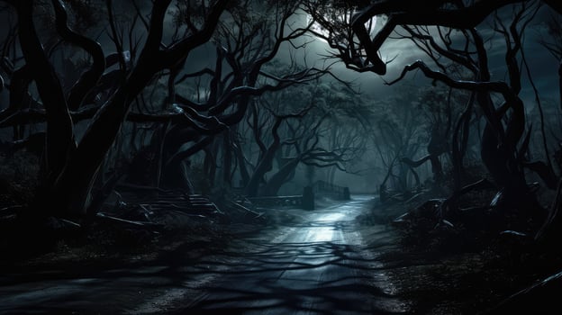 chilling scary forest road photo
