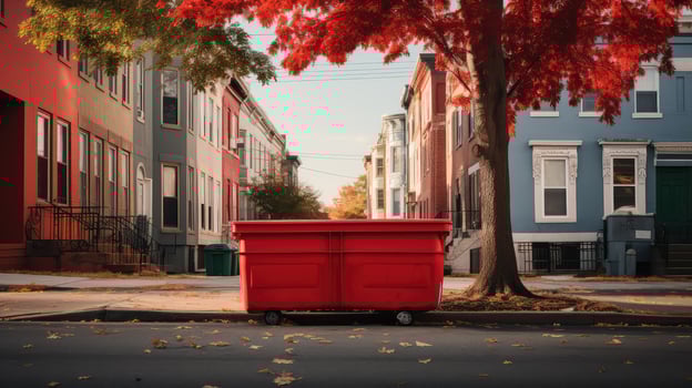 residential red dumpster photo