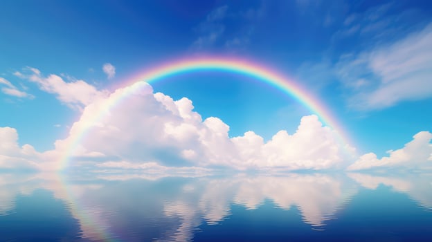 mirrored rainbow blue sky photo