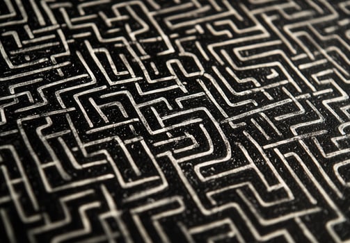 Black And White Intricate Maze Pattern photo