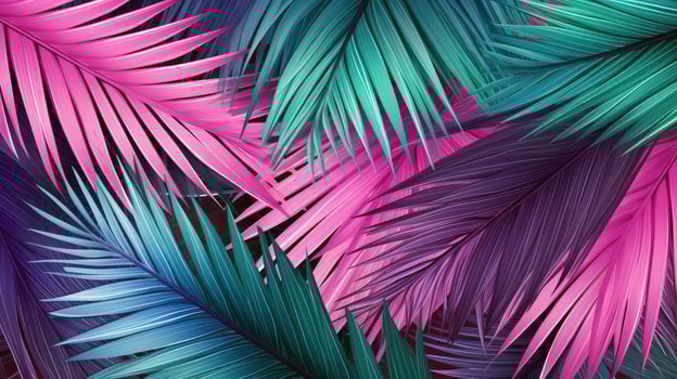 foliage palm leaves pink green photo