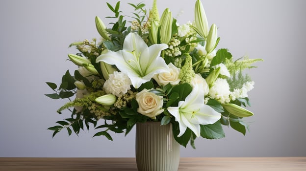 eucalyptus white and green bouquet photo
