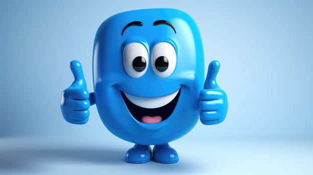 cheerful thumbs up blue photo