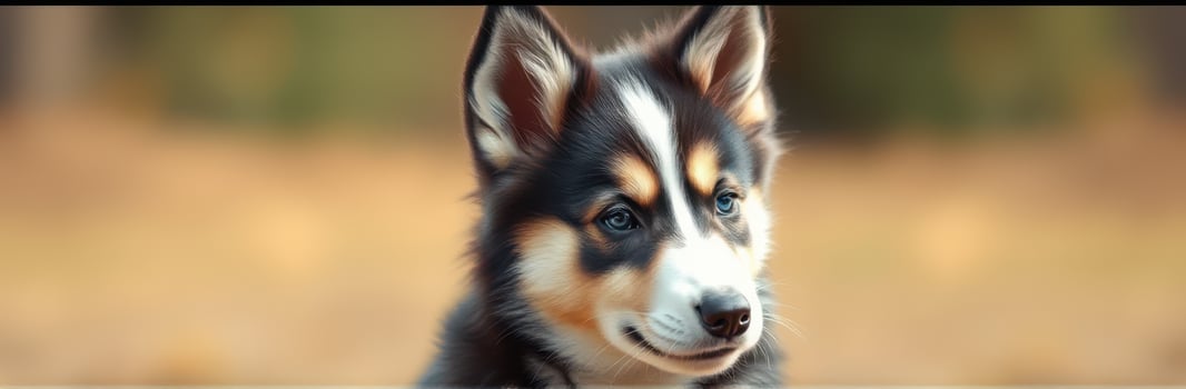 Cute puppy enjoys playful moment in a sunny outdoor setting surrounded by nature photo