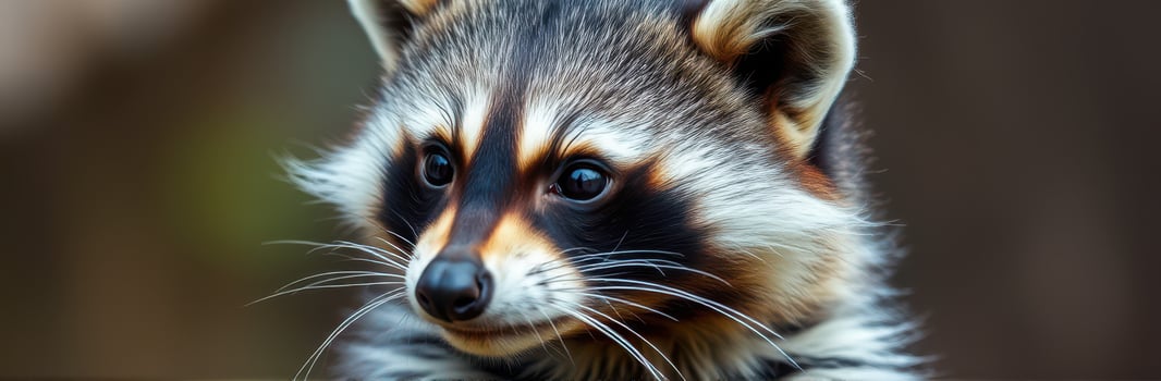 Cute raccoon with striking facial features captured in a natural setting photo