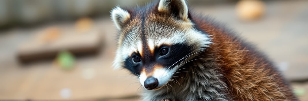 Raccoon explores forest floor among fallen leaves and natural elements during a sunny afternoon photo
