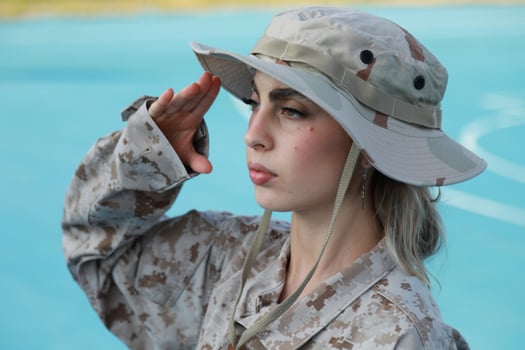 Courageous Female Soldier in Military Operation photo