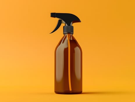 Amber Spray Bottle Label Mockup with yellow background photo