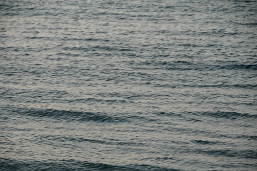 Gentle waves caress the sandy shore under a dusky sky at twilight photo
