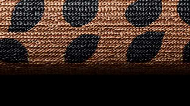 Close-up of textured fabric with bold black patterns on a warm brown background photo
