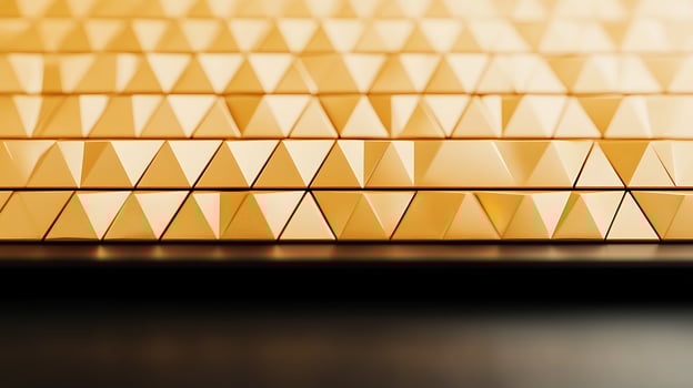 Close-up view of golden triangular patterns creating a textured surface, showcasing intricate design photo