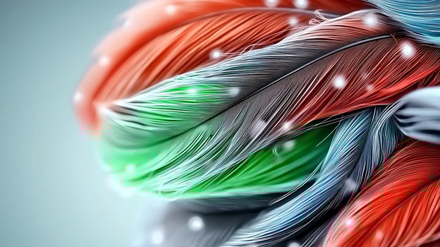 Colorful abstract representation of intertwined fibers with soft lighting and subtle sparkles photo