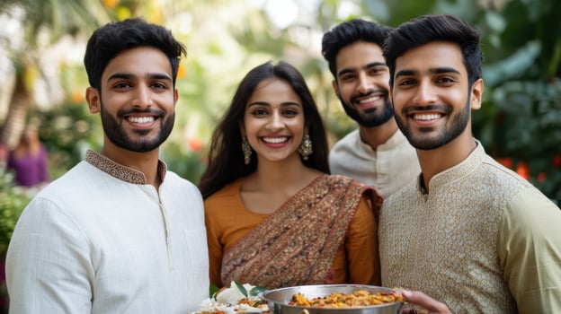 Indian family with food photo