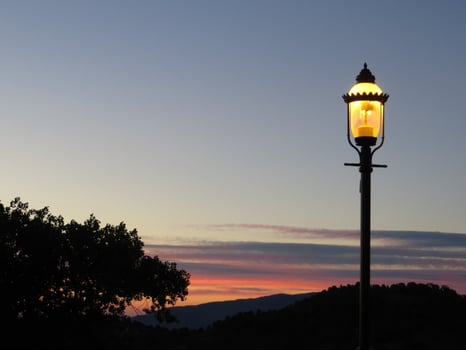 Street Lamp at Sunset, Virginia City, Nevada photo