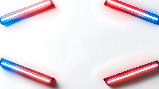 Colorful light bars arranged in a square pattern on a white background, creating a vibrant visual effect photo
