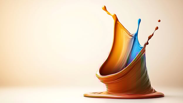Colorful liquid splash in mid-air, showcasing vibrant hues against a soft background photo