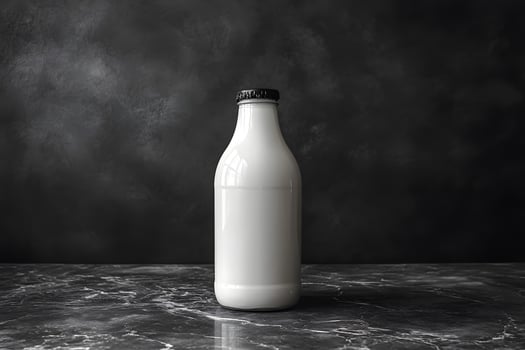 Minimalist Milk Bottle on Marble Surface for Product Design and Advertising photo