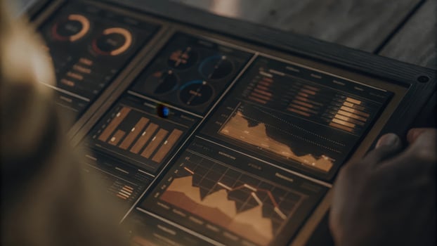 An intricately designed holographic interface displaying campaign results with charts that pulse rhythmically illustrating the impact of recent marketing efforts in an immersive. photo