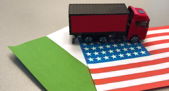 Toy car usa and mexico flag photo