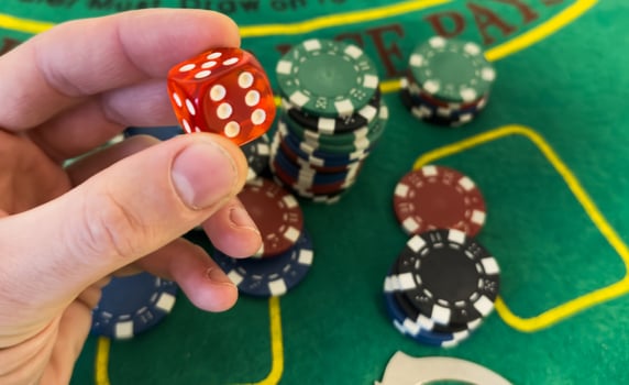 Casino chips and dice view. photo