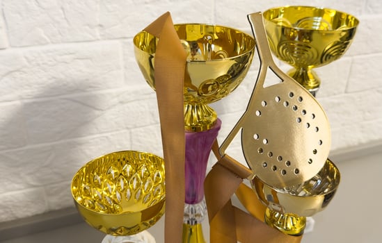 Cup trophy and medals for the competition photo