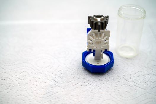 container for cleaning and storing contact lenses for eyes, used at home. For soft and hard lenses. the container consists of two parts, the first part directly for lenses, the second part for liquid photo