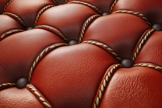 Richly textured red leather upholstery in close-up photo