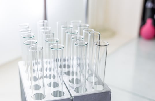 A glass display case holding several test tubes photo