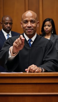 Nonbiased judge strikes gavel during civil case hearing photo