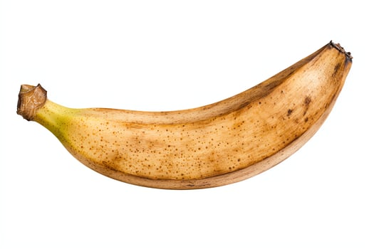 A close-up of a ripe, brown banana showcasing its unique texture and color. Perfect for illustrating healthy eating, fruit recipes, and natural ingredients. photo