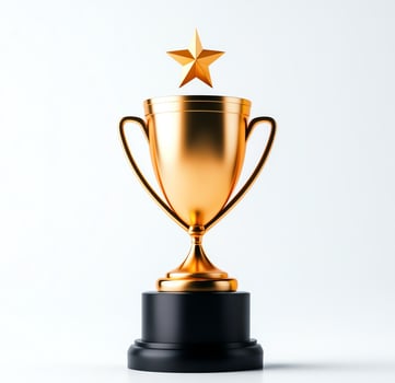 A gleaming golden trophy with a star on top, symbolizing victory and achievement. Perfect for celebrating success and honoring accomplishments in various fields. photo