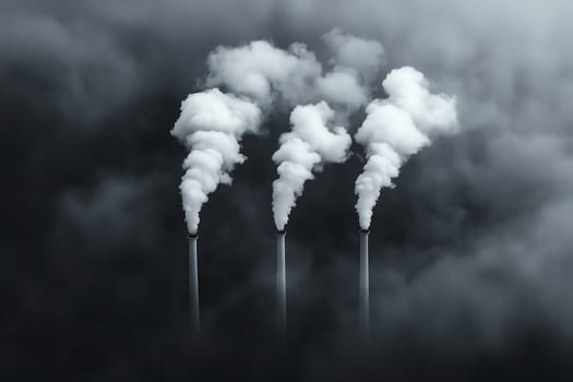 Industrial smoke stacks emit thick clouds of steam, showcasing the impact of industry on air quality photo